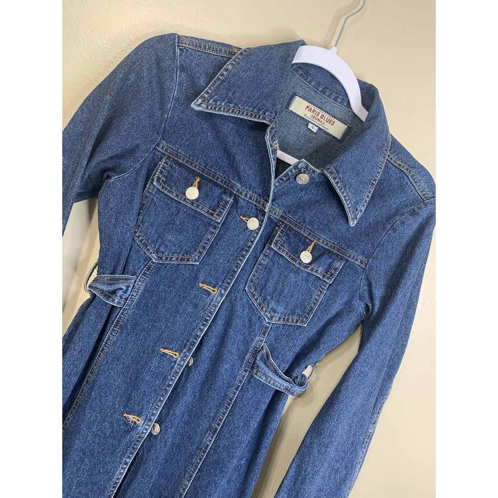 Vintage Paris Blues Denim Duster Size S Made‎ In USA 100% Cotton Western